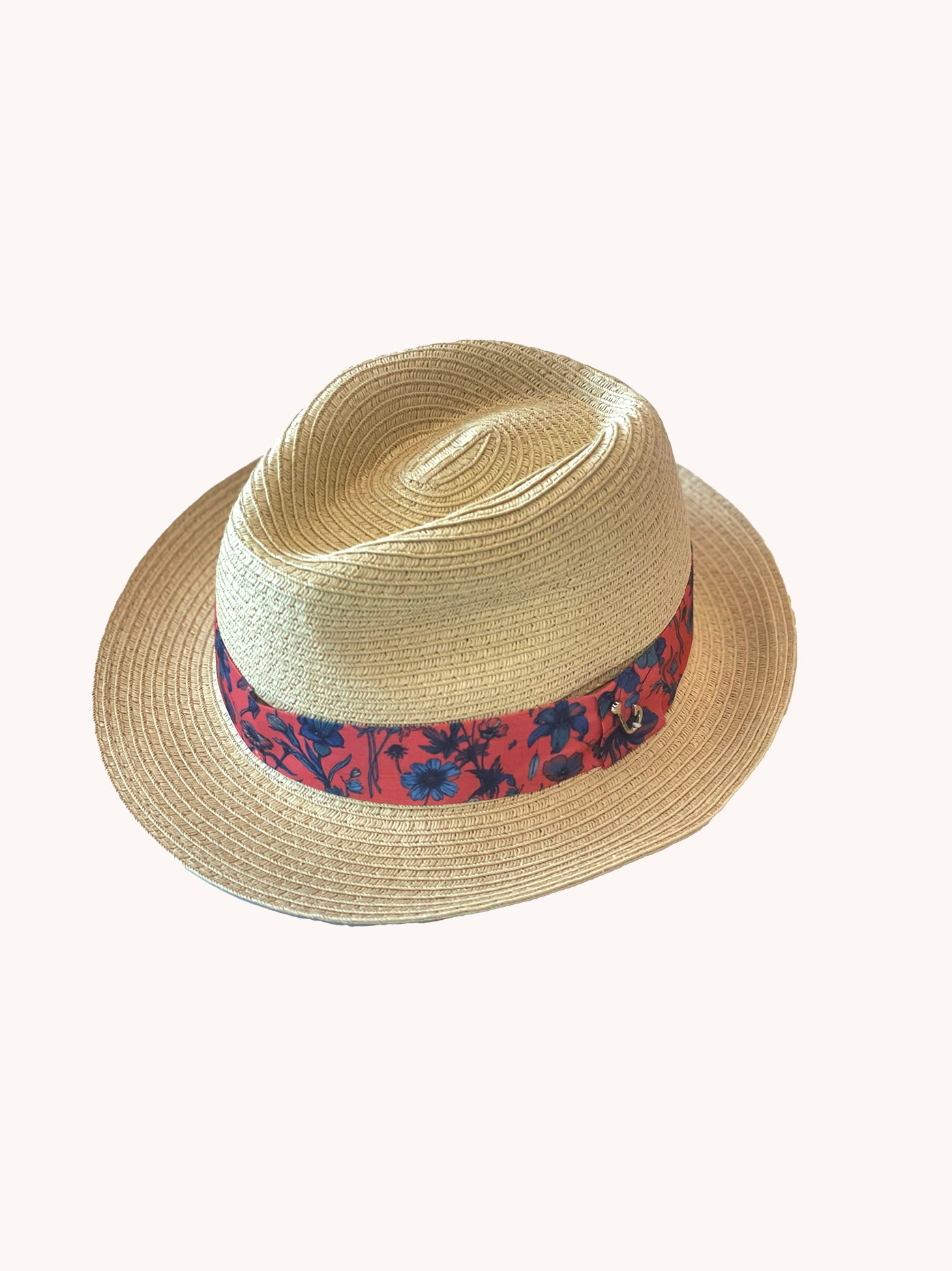 Unisex Country Bentleman Panama Hat Natural Woven Raffia Floral Band Size L Panama & Natural Straw main image 2