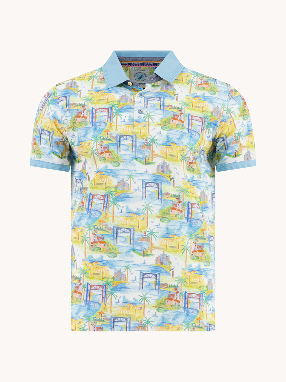 Polo Impression Island – Polo shirt with hand-drawn island print – A fish named Fred