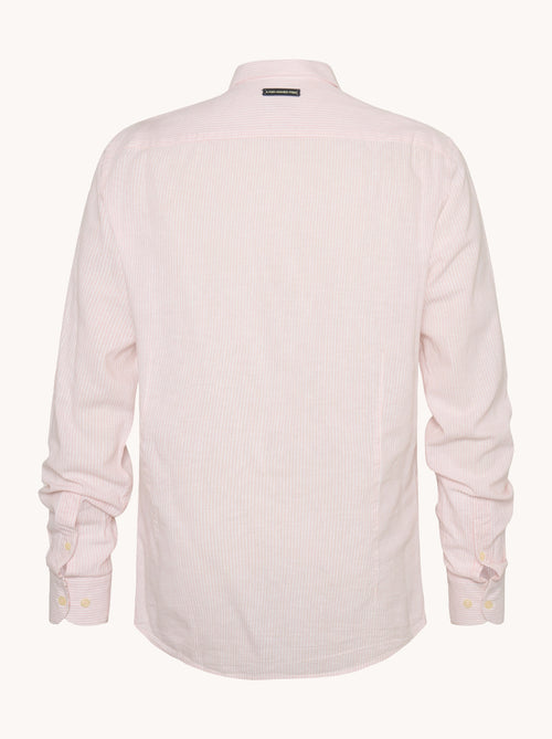 A fish named Fred - Shirt stripe linen - Light pink striped linen shirt from A Fish Named Fred, long sleeves with buttoned cuffs, premium mens fashion detail.