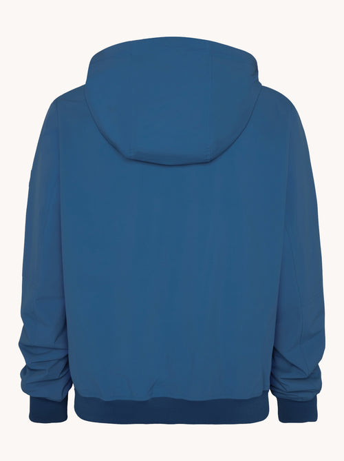 A fish named Fred - Sportive jacket - Blue sportive jacket with hood, ribbed cuffs and hem in premium mens fashion style.