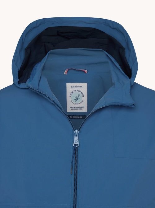 A fish named Fred - Sportive jacket - Navy sportive jacket with hood, front zip, A Fish Named Fred label, premium mens fashion design.