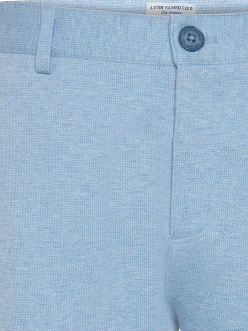 A fish named Fred - Pantalon melange pique - Light blue melange pique formal pants by A Fish Named Fred with button closure and subtle textured fabric.