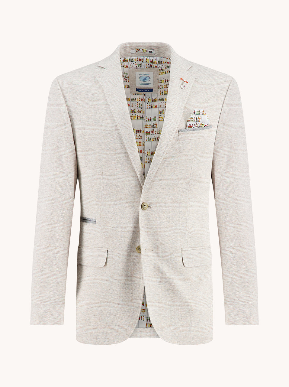Men’s tailored blazer in plaid fabric white with stretch fun inner lining and fish hook – A Fish Named Fred