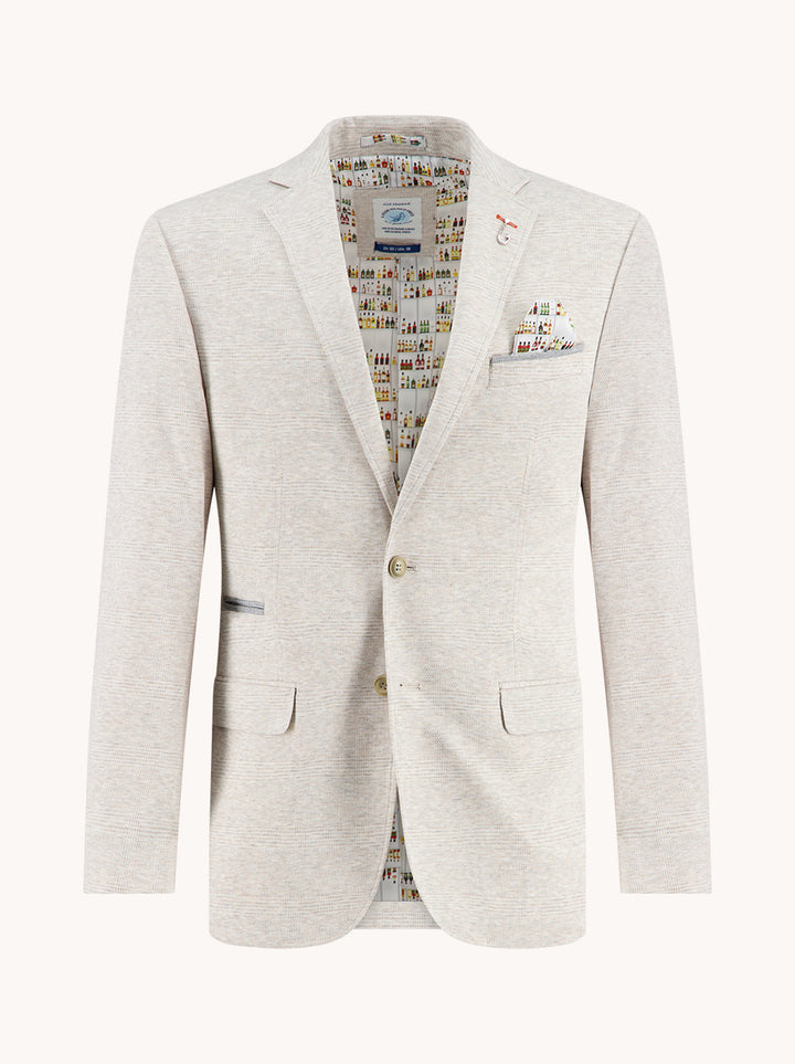 Men’s tailored blazer in plaid fabric white with stretch fun inner lining and fish hook – A Fish Named Fred