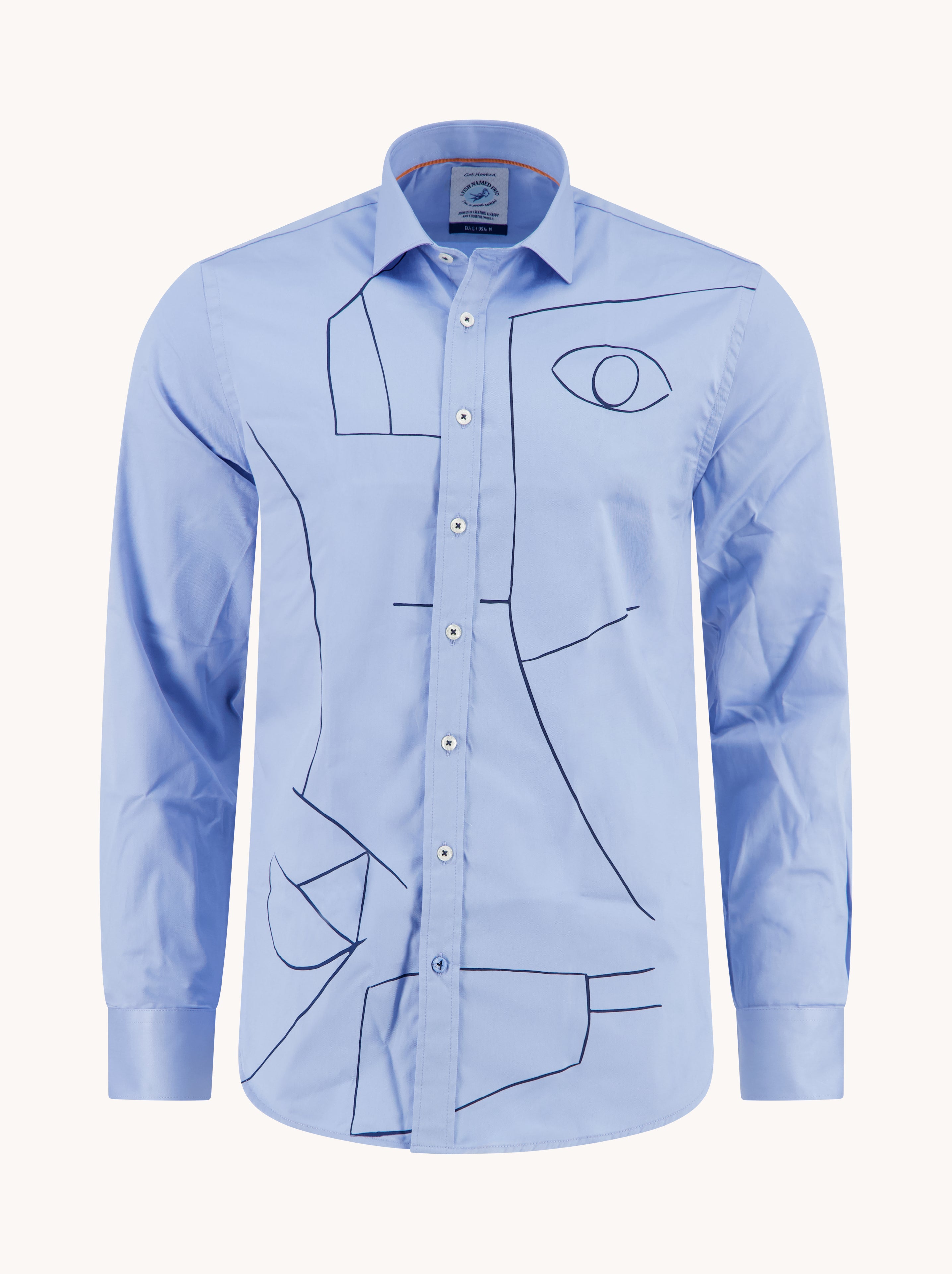 Shirt Picasso – Artistic shirt with abstract line drawing – A fish