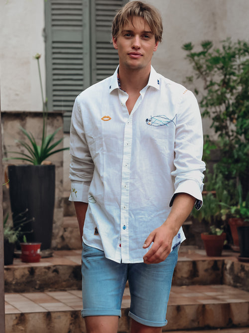 Shirt linen embroidery