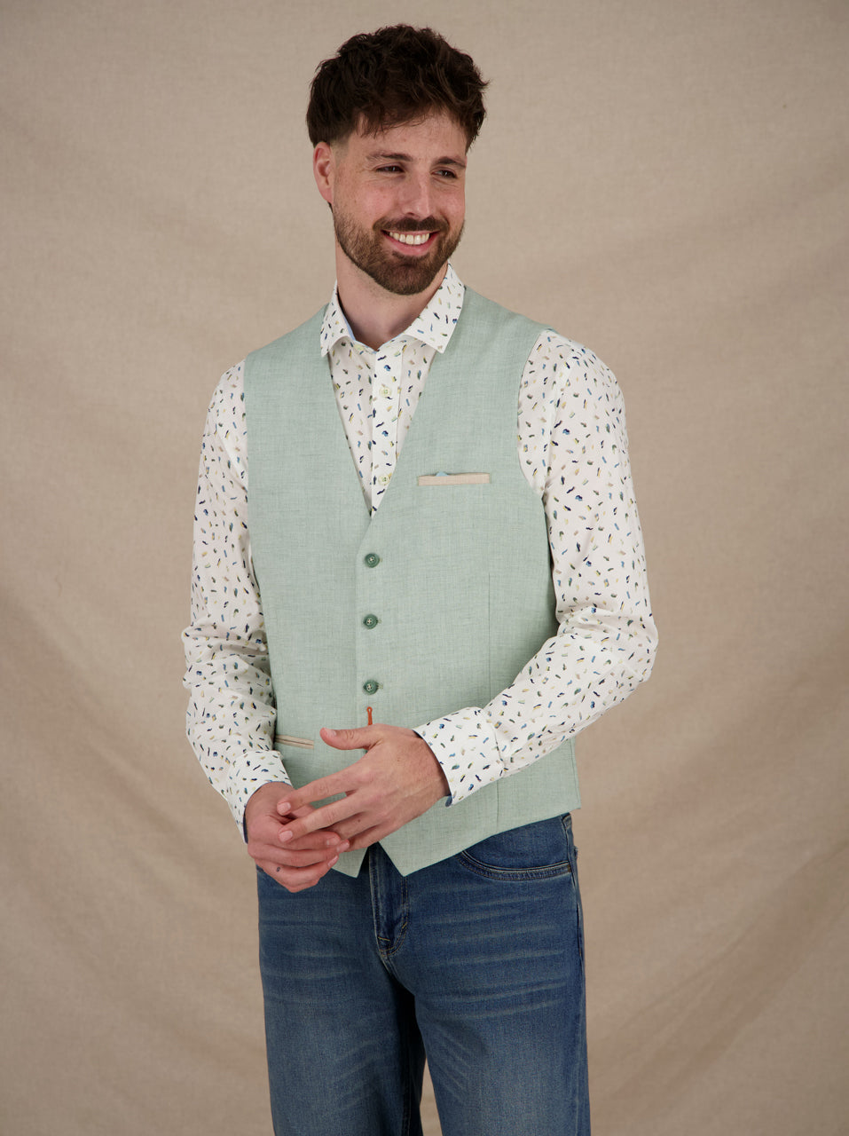 Waistcoat Linen Look