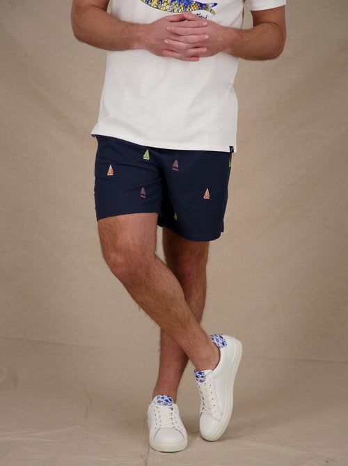 Swimshort Sailing Boats Embroidery