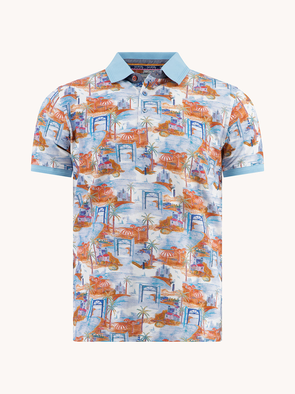 Polo Impression Island – Polo shirt with hand-drawn island print – A fish named Fred