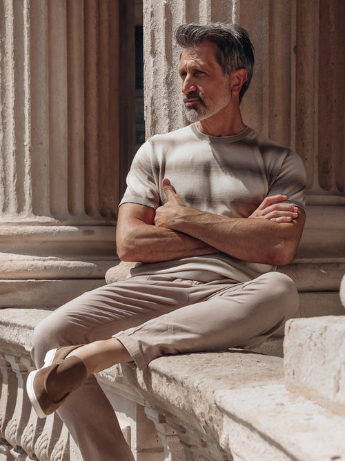 Knitted Melange Stripe T-shirt