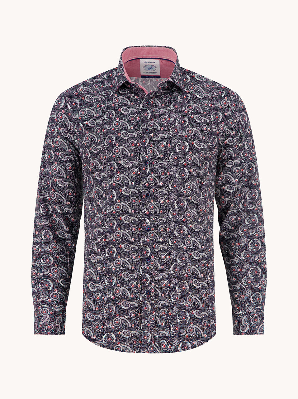 A Fish Named Fred men's Wagasa shirt in Navy, front view