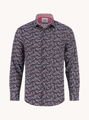A Fish Named Fred men's Wagasa shirt in Navy, front view