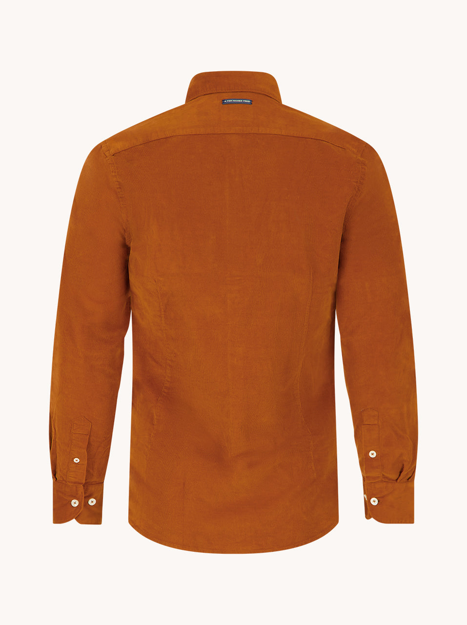 A Fish Named Fred men's Corduroy shirt in Cognac, back view