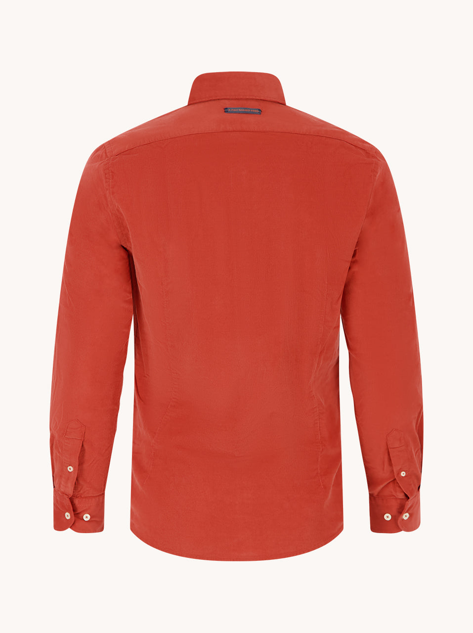 A Fish Named Fred men's Corduroy shirt in Red, back view