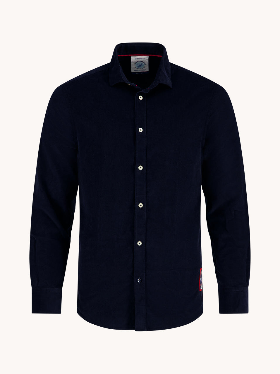 A Fish Named Fred men's Corduroy shirt in Navy, front view