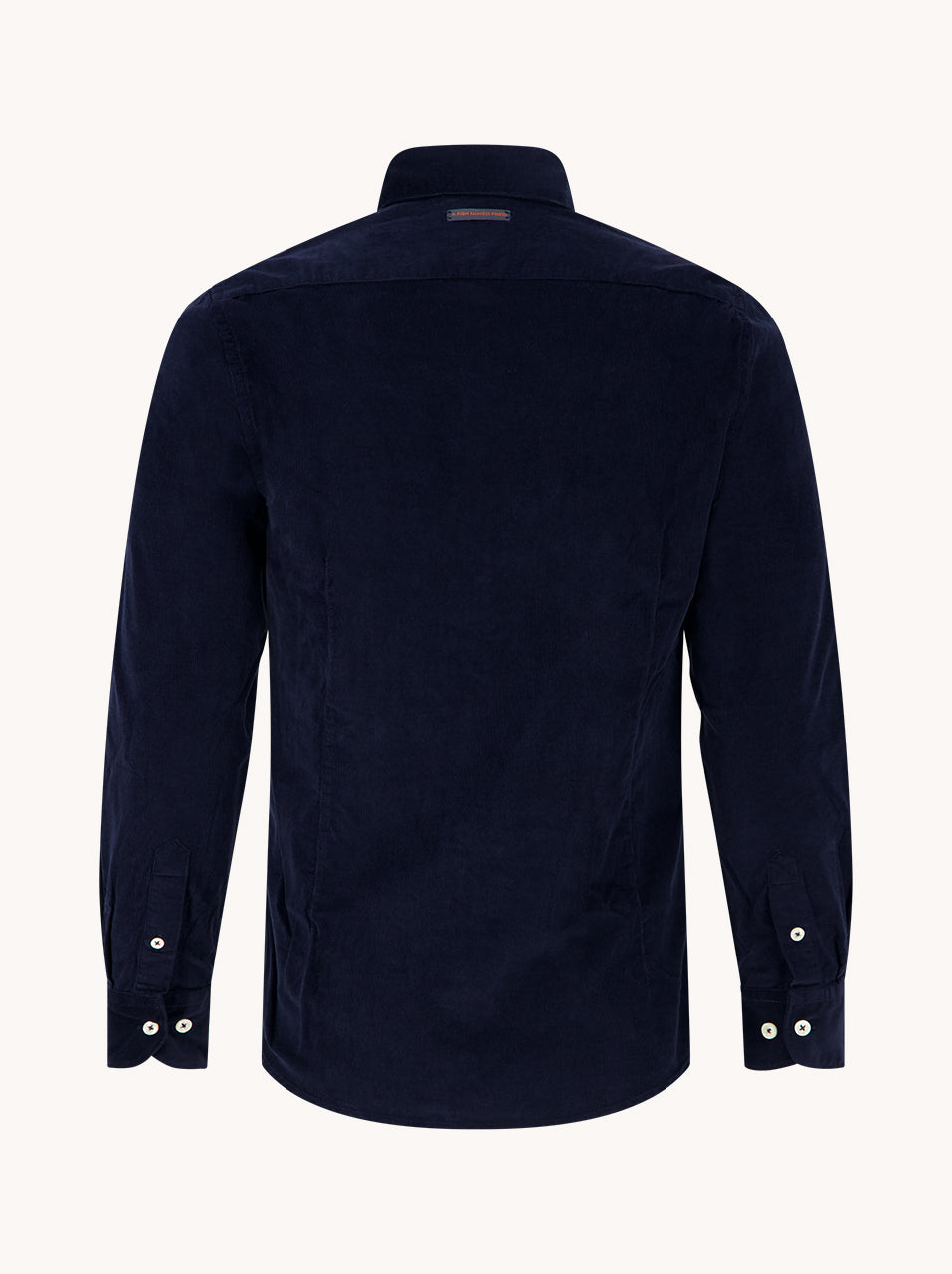 A Fish Named Fred men's Corduroy shirt in Navy, back view