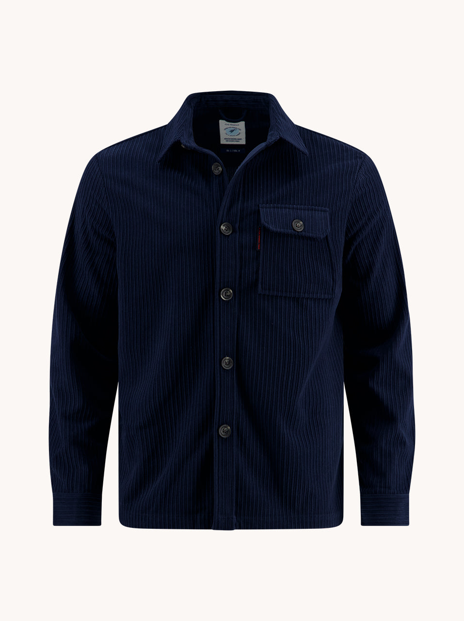 A Fish Named Fred men's Rib overshirt in Navy, front view