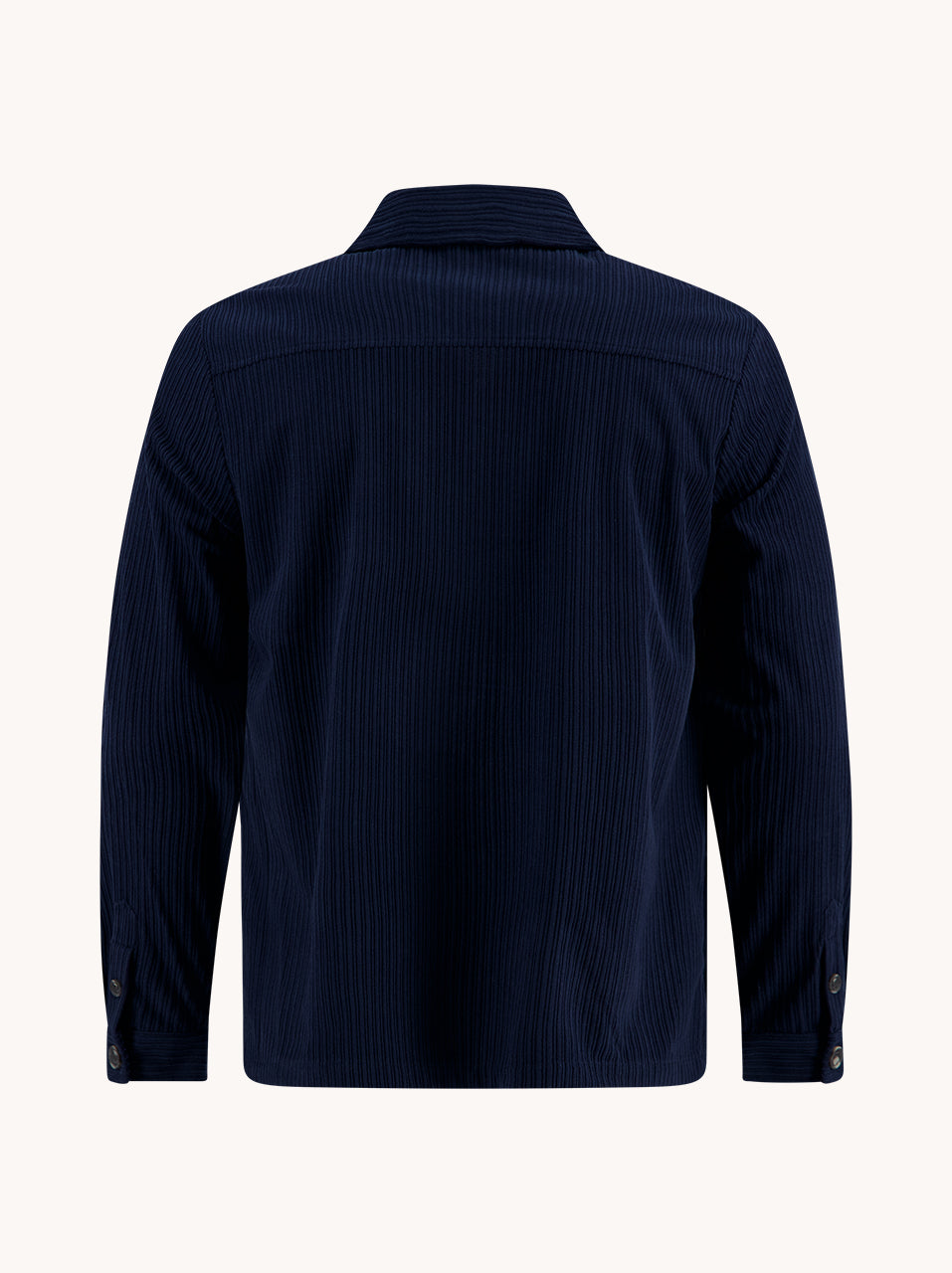 A Fish Named Fred men's Rib overshirt in Navy, back view
