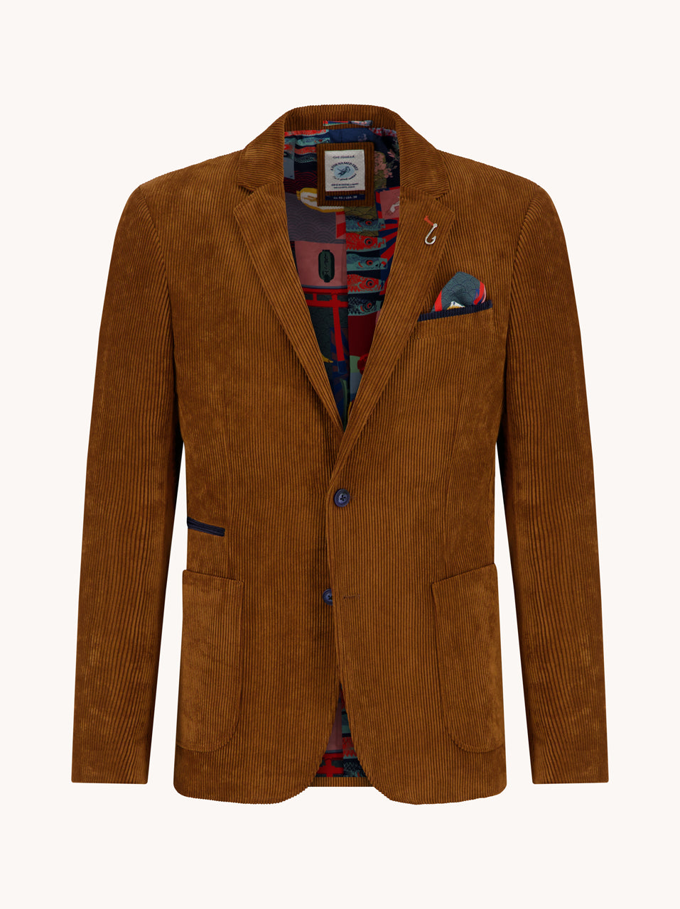 A Fish Named Fred men's Rib blazer in Cognac, front view