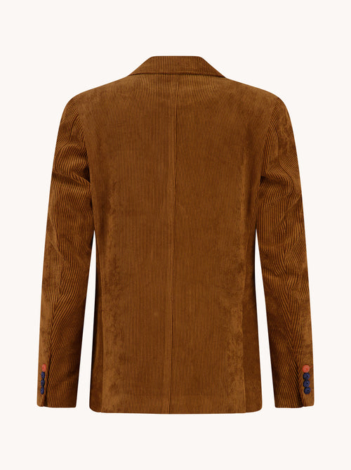 A Fish Named Fred men's Rib blazer in Cognac, back view