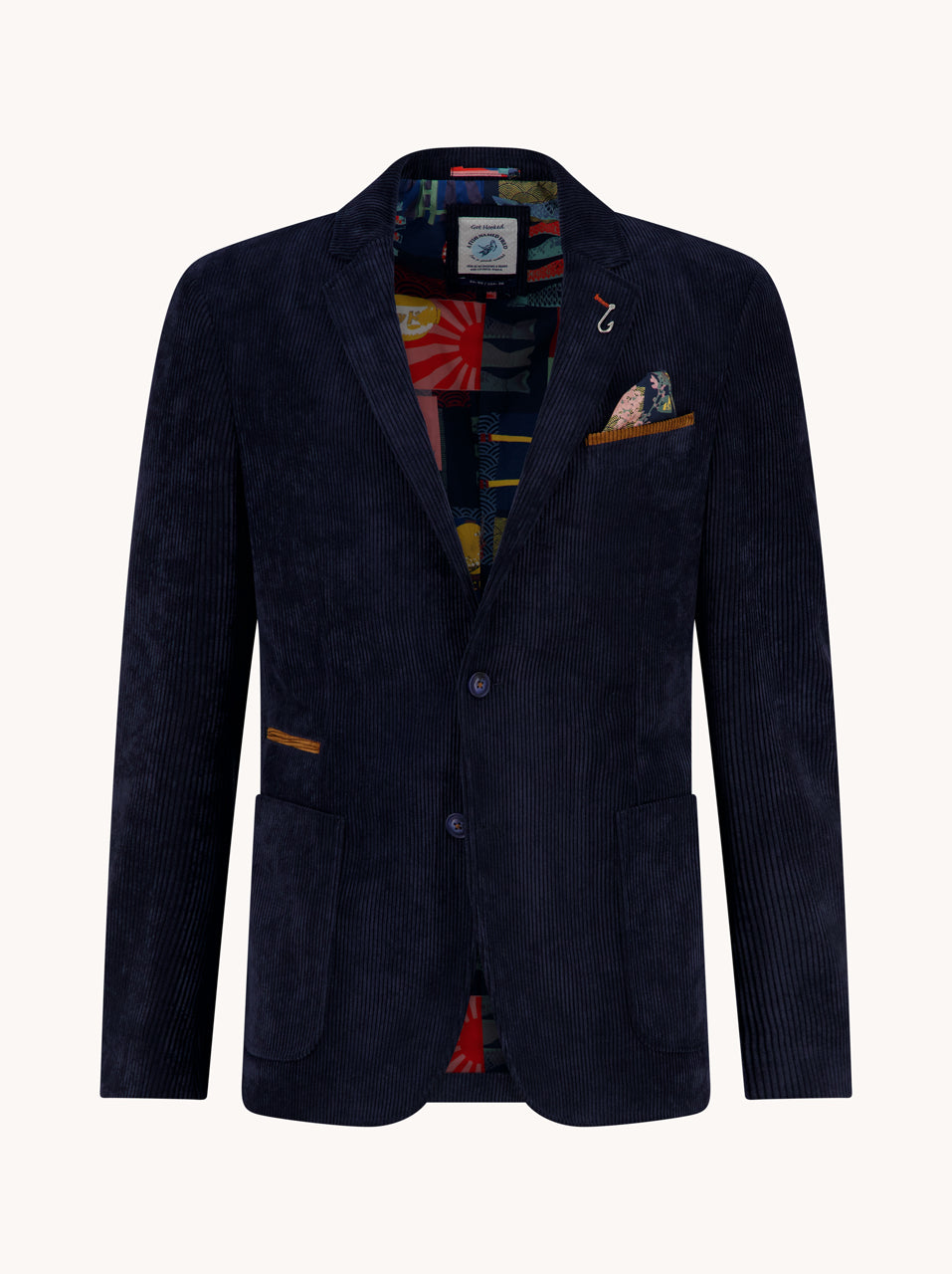 A Fish Named Fred men's Rib blazer in Navy, front view