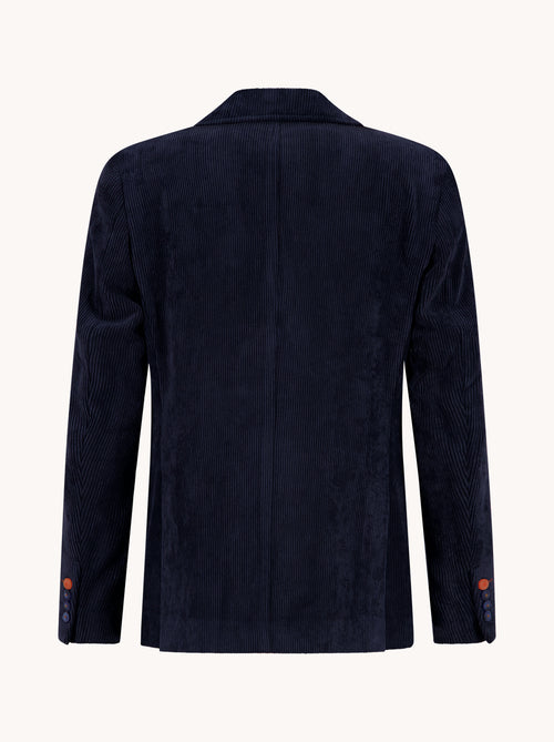 A Fish Named Fred men's Rib blazer in Navy, back view