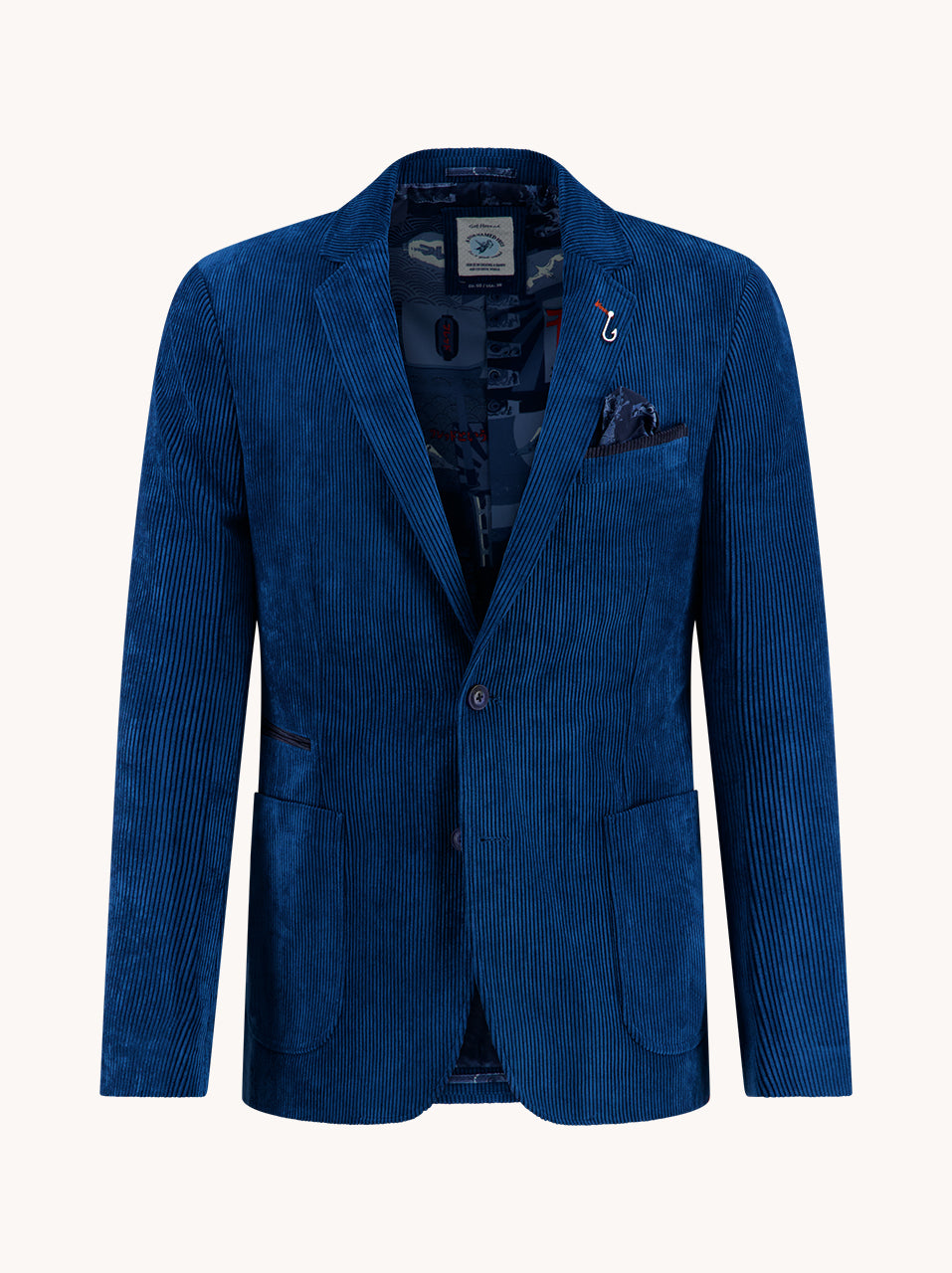 A Fish Named Fred men's Rib blazer in Night Sky Blue, front view