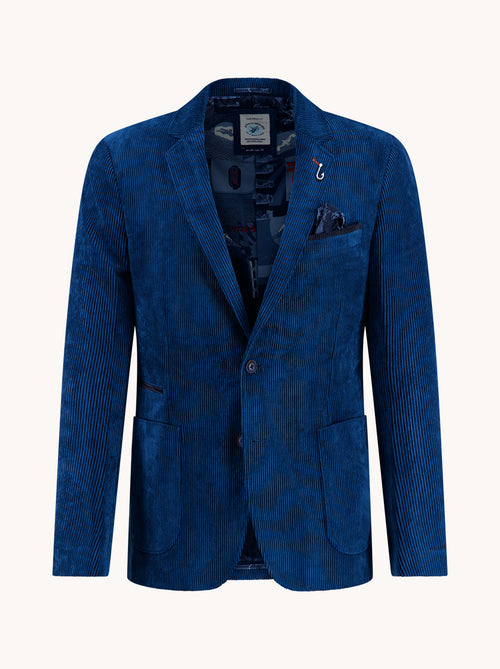 A Fish Named Fred men's Rib blazer in Night Sky Blue, front view