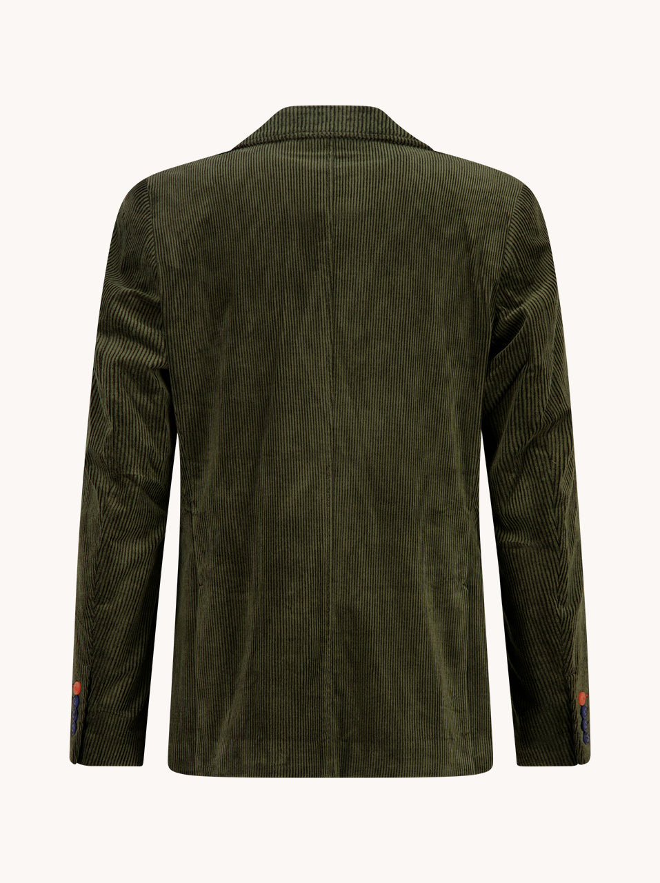 A Fish Named Fred men's Two Tone Rib blazer in Forest Green, back view