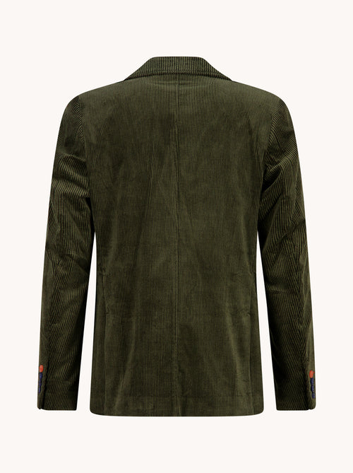 A Fish Named Fred men's Two Tone Rib blazer in Forest Green, back view