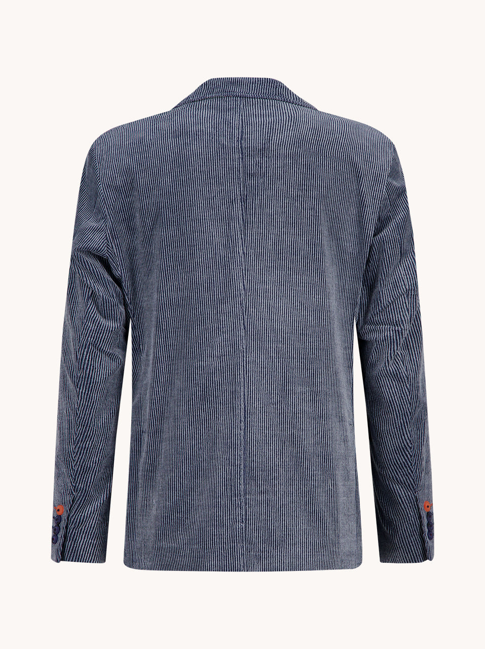 A Fish Named Fred men's Two Tone Rib blazer in Jeans Blue, back view