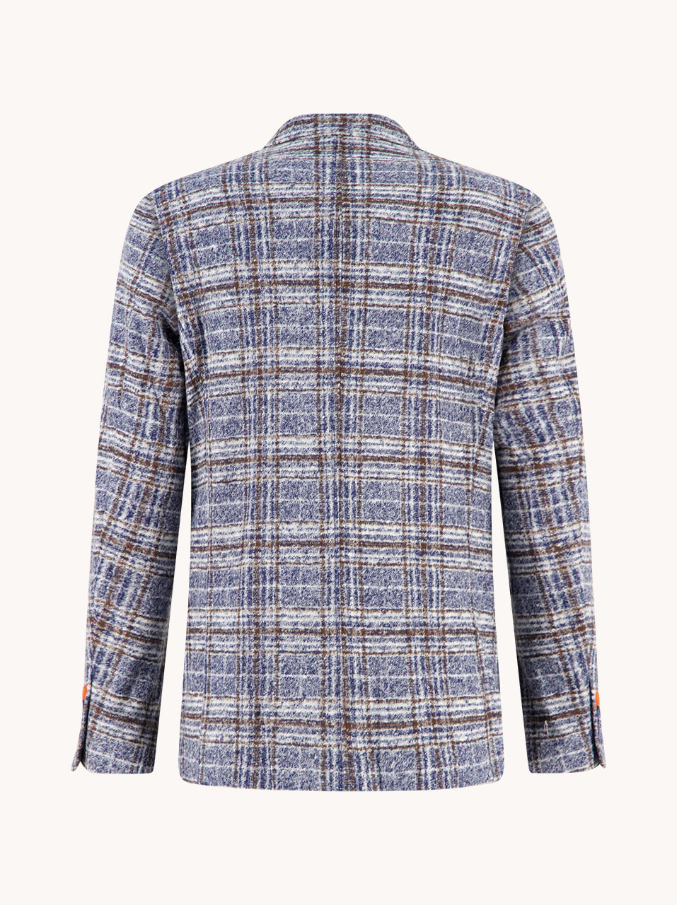 A Fish Named Fred men's Fancy Check blazer in Jeans Blue, back view
