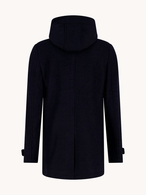 A Fish Named Fred men's duffle coat in Navy, back view