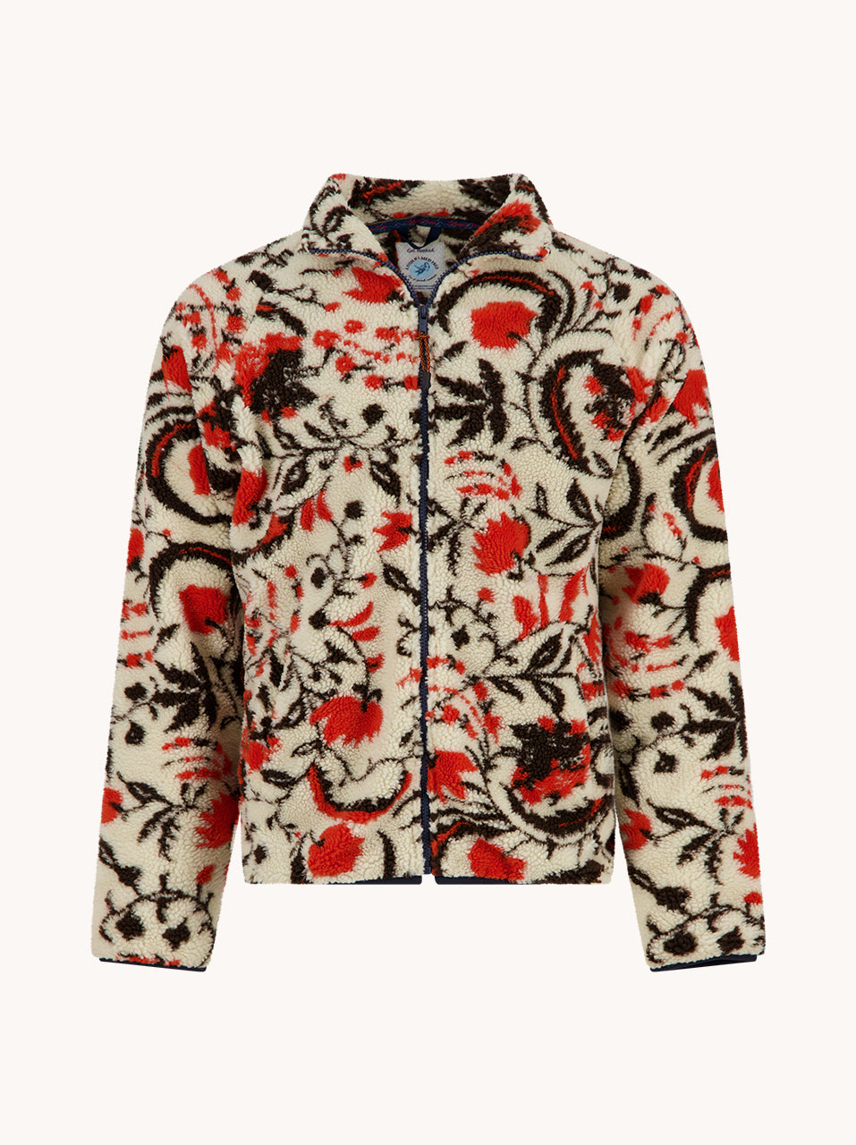 A Fish Named Fred men's Fleece Jacket Blossom in Off-White, front view
