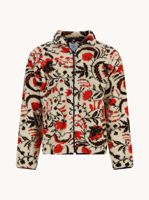 A Fish Named Fred men's Fleece Jacket Blossom in Off-White, front view