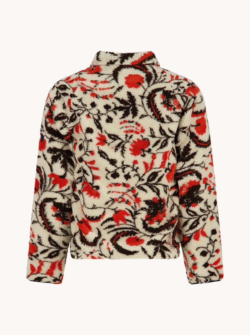 A Fish Named Fred men's Fleece Jacket Blossom in Off-White, back view