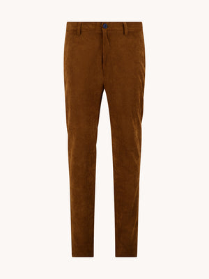 A Fish Named Fred men's Rib trousers in Cognac, front view