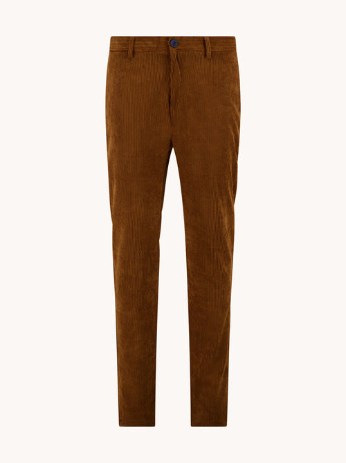 A Fish Named Fred men's Rib trousers in Cognac, front view
