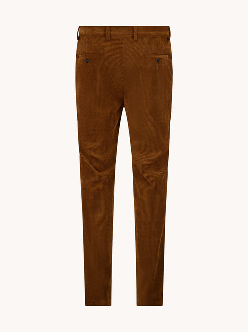 A Fish Named Fred men's Rib trousers in Cognac, back view