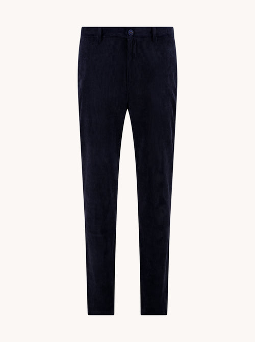 A Fish Named Fred men's Rib trousers in Navy, front view