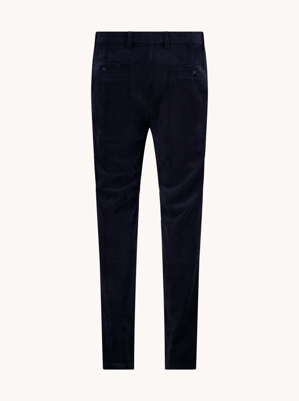 A Fish Named Fred men's Rib trousers in Navy, back view