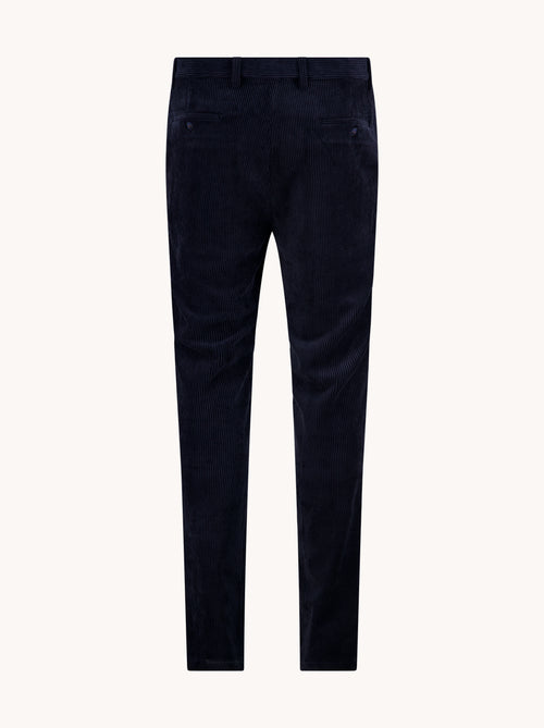 A Fish Named Fred men's Rib trousers in Navy, back view