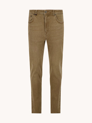 A Fish Named Fred men's Coloured jeans in Sand, front view