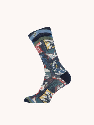 A Fish Named Fred men's Manga 3 Pair socks in Navy, side view