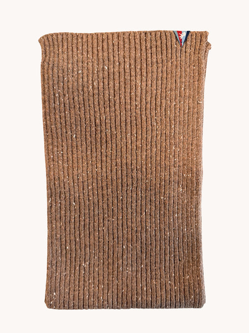 A Fish Named Fred men's Knitted scarf in Sand, front view