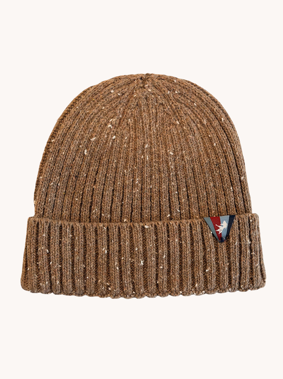 A Fish Named Fred men's Knitted beanie in Sand, front view