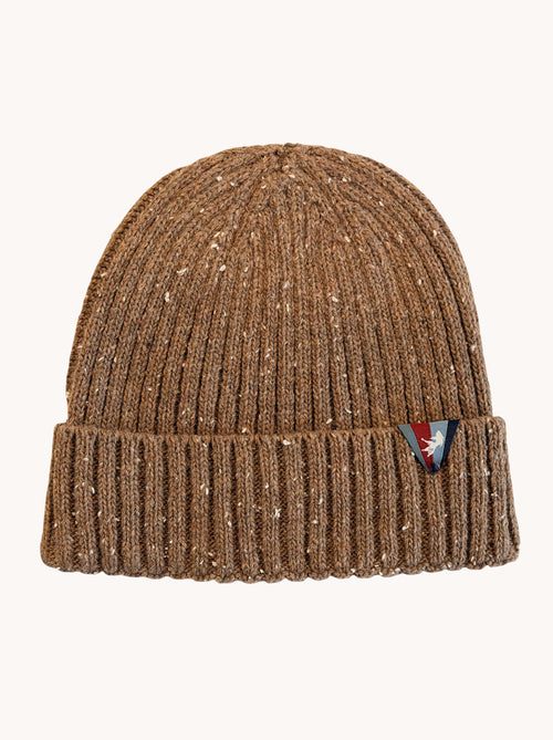 A Fish Named Fred men's Knitted beanie in Sand, front view