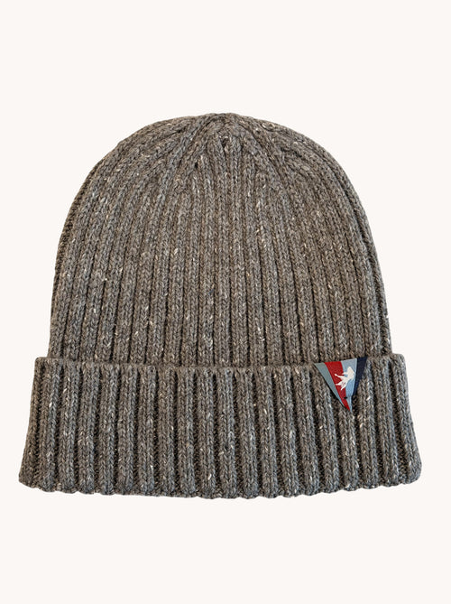 A Fish Named Fred men's Knitted beanie in Grey, front view