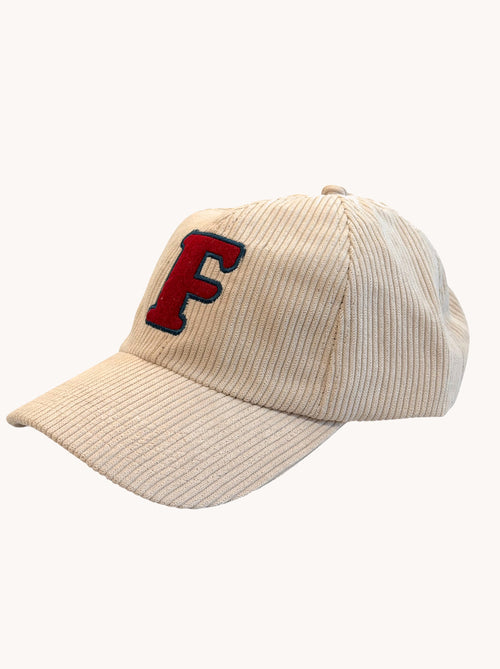 A Fish Named Fred men's Rib cap in Off-White, front view