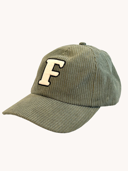 A Fish Named Fred men's Rib cap in Forest Green, front view